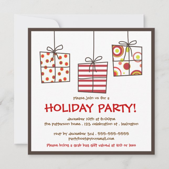 Funky Gifts Holiday Grab Bag Party Invitation (Front)