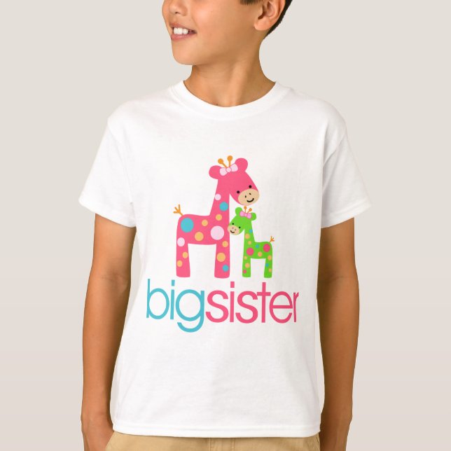 Funky Giraffe Big Sister Tshirt (Front)