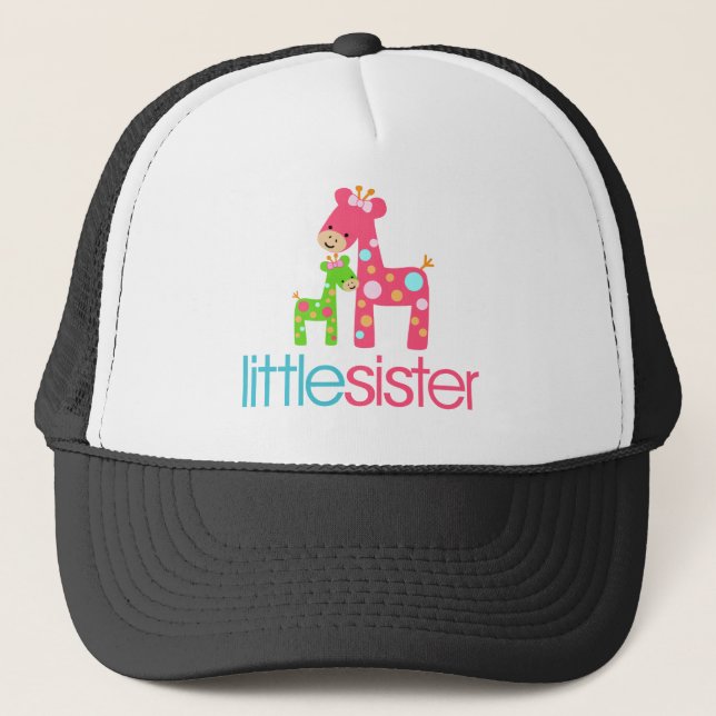 Funky Giraffe Little Sister tshirt Trucker Hat (Front)