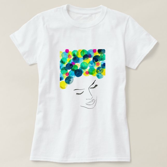 Funky girl cool hair watercolor T-Shirt (Design Front)