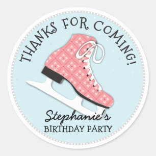 Funky Girls Ice Skate Birthday Thank You Sticker