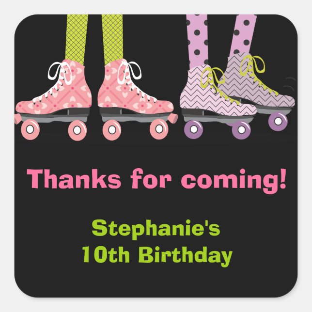 Funky Girls Roller Skating Favour Stickers (Front)