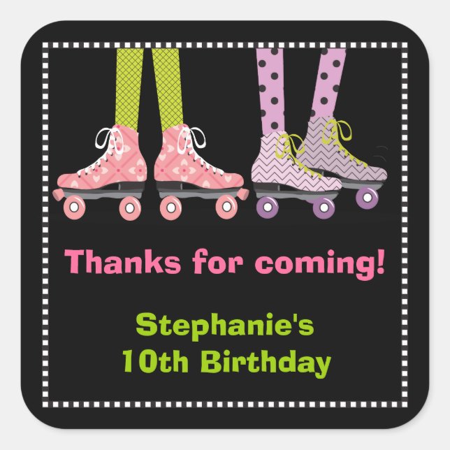 Funky Girls Roller Skating Favour Stickers | Large (Front)