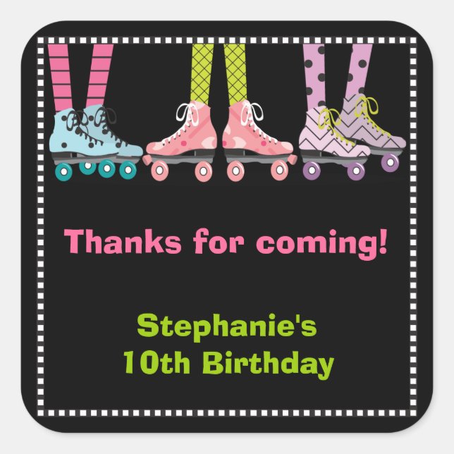 Funky Girls Roller Skating Favour Stickers | Large (Front)