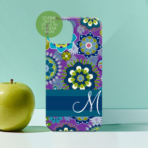 Funky Girly Floral Pattern with monogram iPhone 16 Case