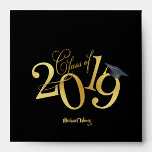 Funky Gold Class of 2019 Graduation Envelope