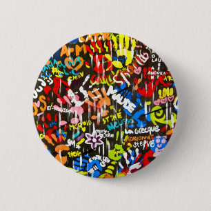 funky graffitis 6 cm round badge
