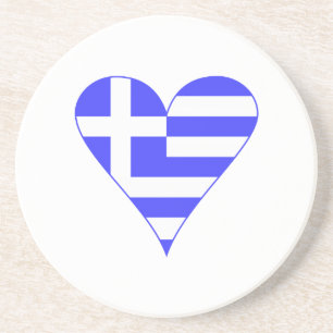 Funky Greek Flag Heart  Coaster