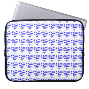 Funky Greek Flag Heart Tiled Laptop Sleeve