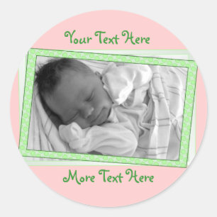Funky Green and pink Polkadot Frame Stickers