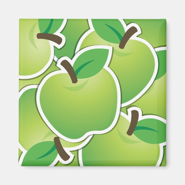 Funky green apples magnet (Front)