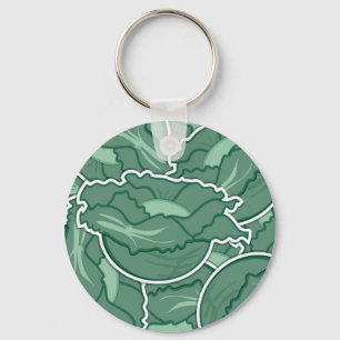 Funky green cabbage key ring