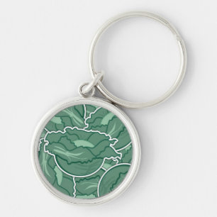 Funky green cabbage key ring