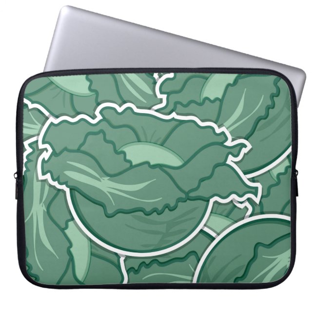 Funky green cabbage laptop sleeve (Front)
