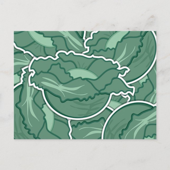 Funky green cabbage postcard (Front)