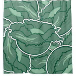 Funky green cabbage shower curtain