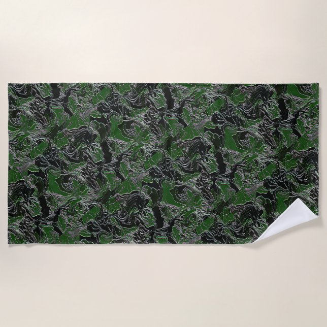 Funky Green Camo Beach Towel (Front)