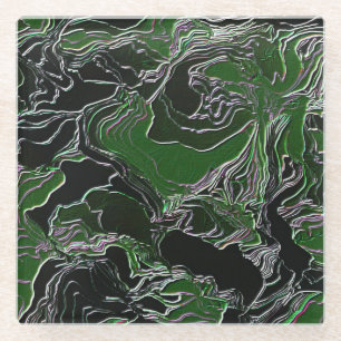 Funky Green Camo Glass Coaster