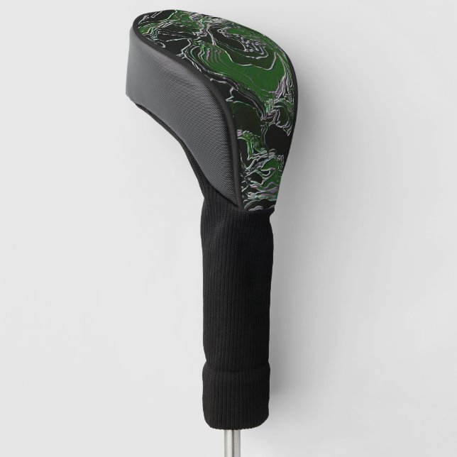 Funky Green Camo Golf Head Cover (Angled)