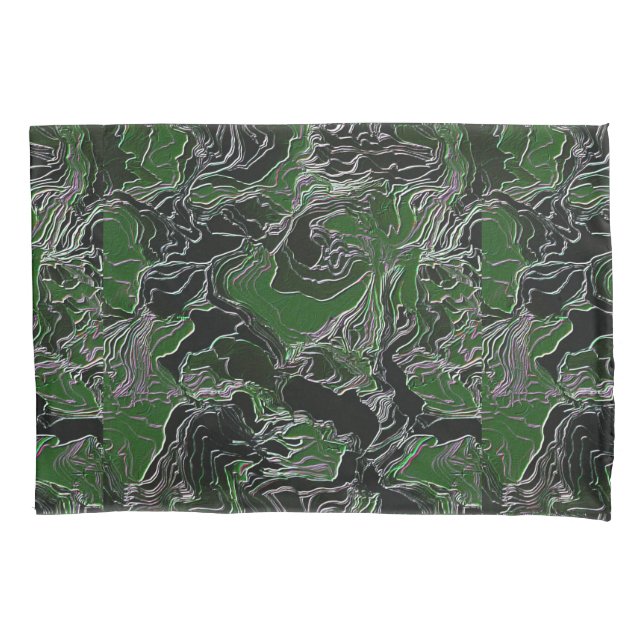 Funky Green Camo  Pillowcase (Front)