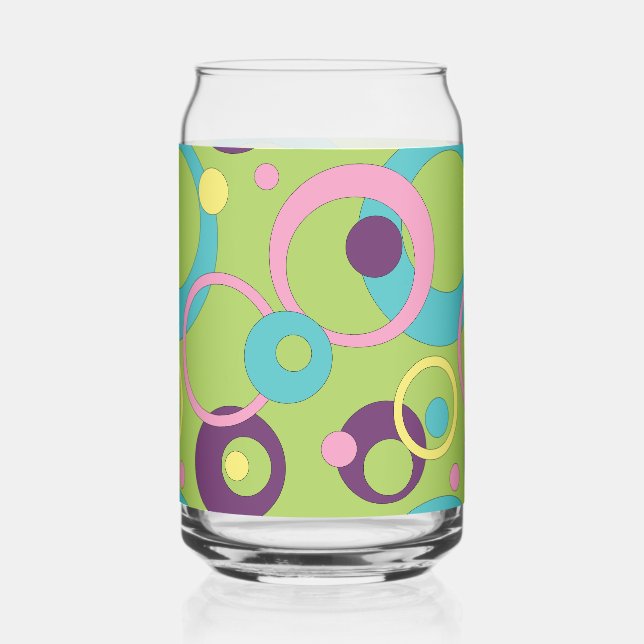 Funky Green Circles Can Glass (Front)
