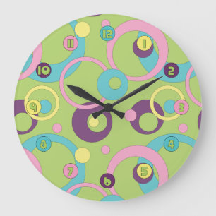 Funky Green Circles Clock