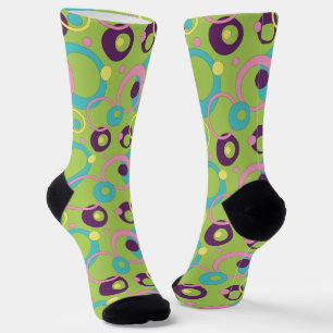 Funky Green Circles Houndstooth Socks