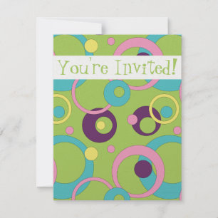 Funky Green Circles Invitation