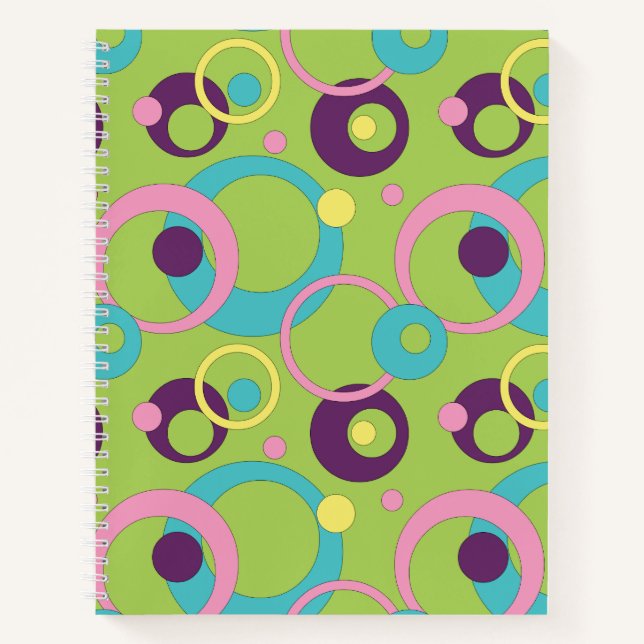 Funky Green Circles Spiral Notebook (Front)