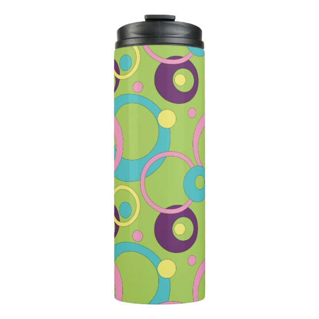 Funky Green Circles Thermal Tumbler (Front)