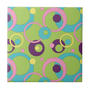 Funky Green Circles Tile