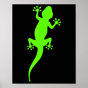 Funky Green Climbing Gecko Poster