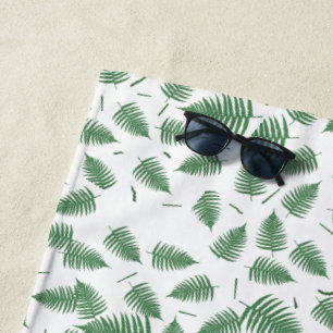 Funky Green Fern Pattern Beach Towel