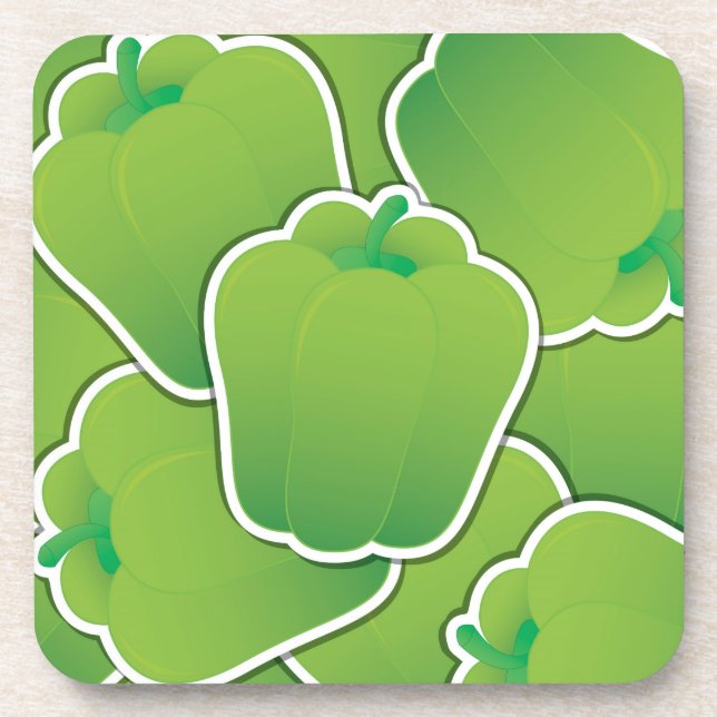 Funky green pepper coaster (Front)