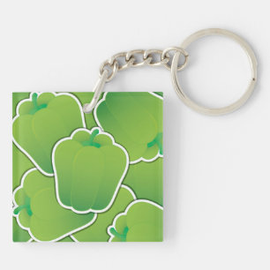 Funky green pepper key ring