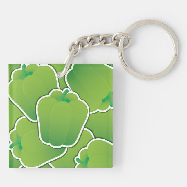 Funky green pepper key ring (Back)