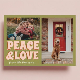Funky Green Pink Funny Cute Photo Christmas Card