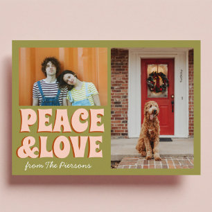 Funky Green Pink Funny Cute Photo Christmas Card
