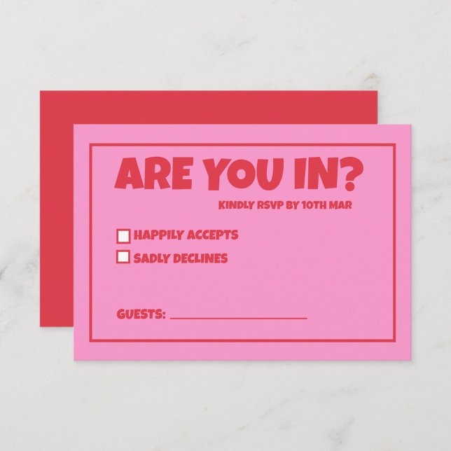 Funky Green Pink  Red Funky RSVP  Card (Creator Uploaded)