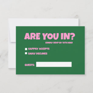 Funky Green Pink  Red Funky RSVP  Card
