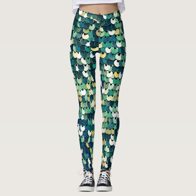Funky Green Sequins Leggings (Front)