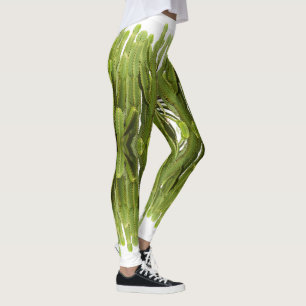 Funky Green Succulent Plant Print Leggings