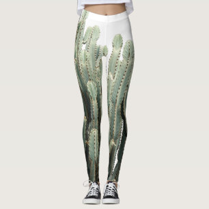 Funky Green Succulent Plant Print Leggings