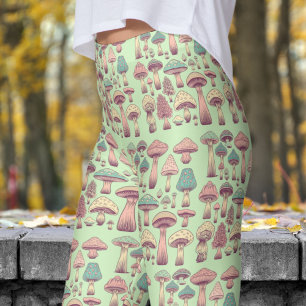 Funky Green Tea Wild Sh rooms Pattern Leggings