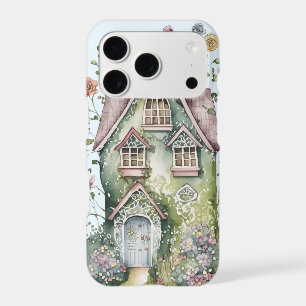 Funky green watercolor house flowers mullions