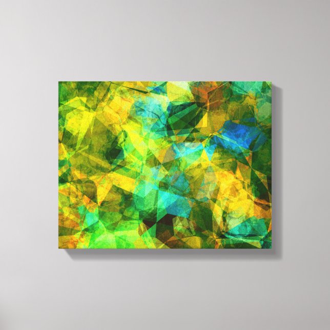 Funky Greens Modern Abstract Design Canvas Print (Front)