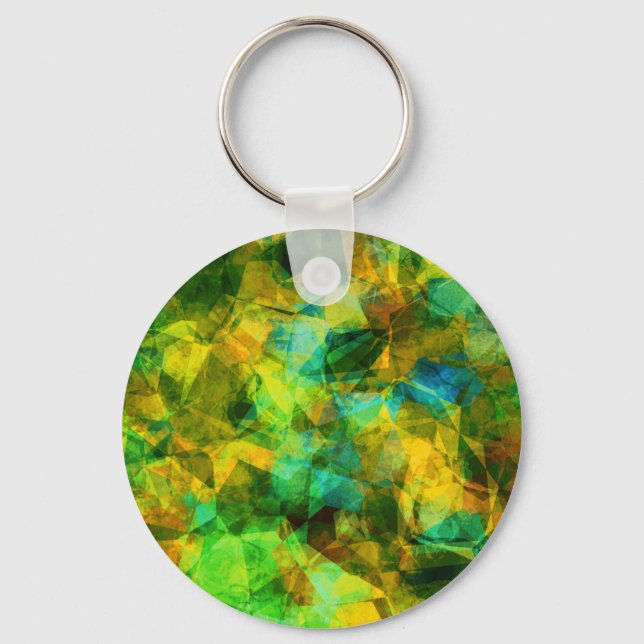 Funky Greens Modern Abstract Design Key Ring (Front)