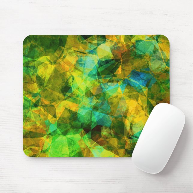 Funky Greens Modern Abstract Design Mouse Mat (With Mouse)