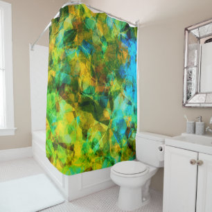 Funky Greens Modern Abstract Design Shower Curtain