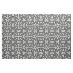 Funky Grey Faux Batik Linen Squares Pattern Fabric